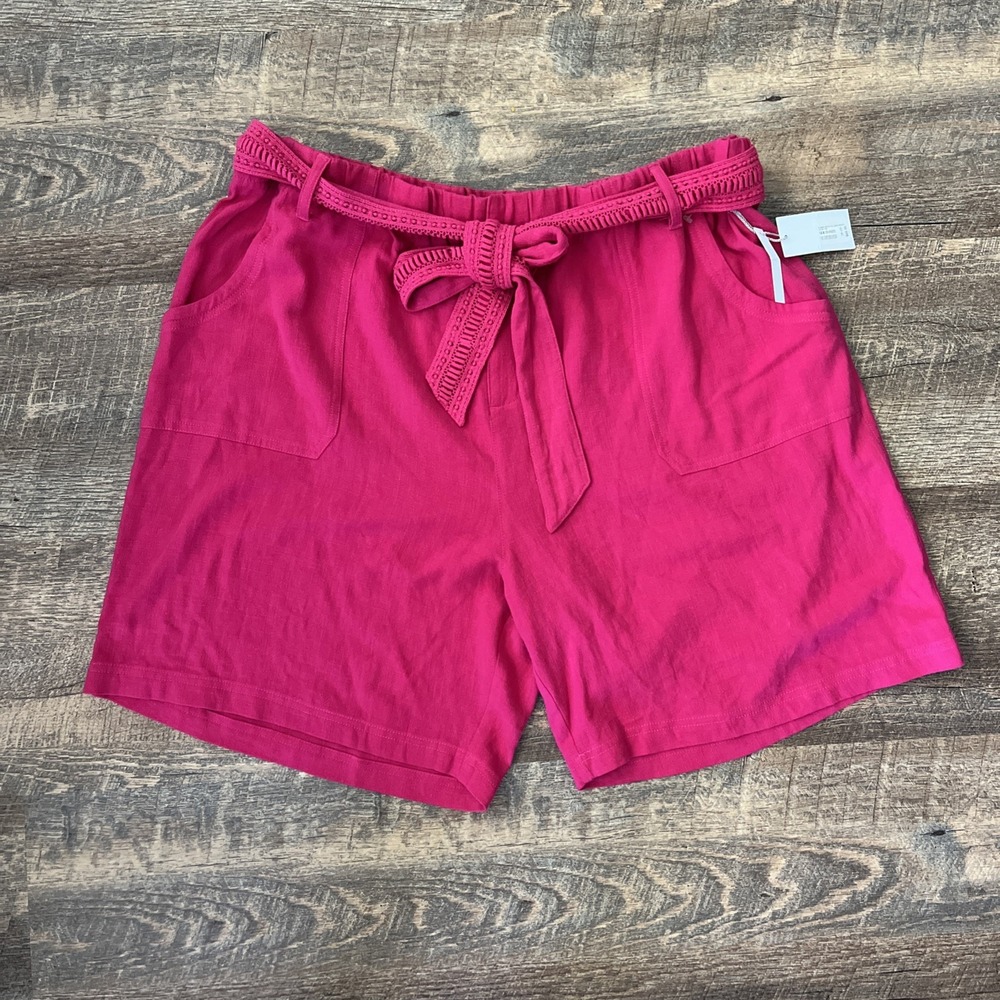 Soft Surroundings Summer Breeze‎ Gauze Shorts Linen Blend Women's 2X Pink Beach